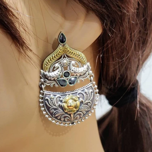 Oxidized Dual Tone Floral Studded Earrings Near Me