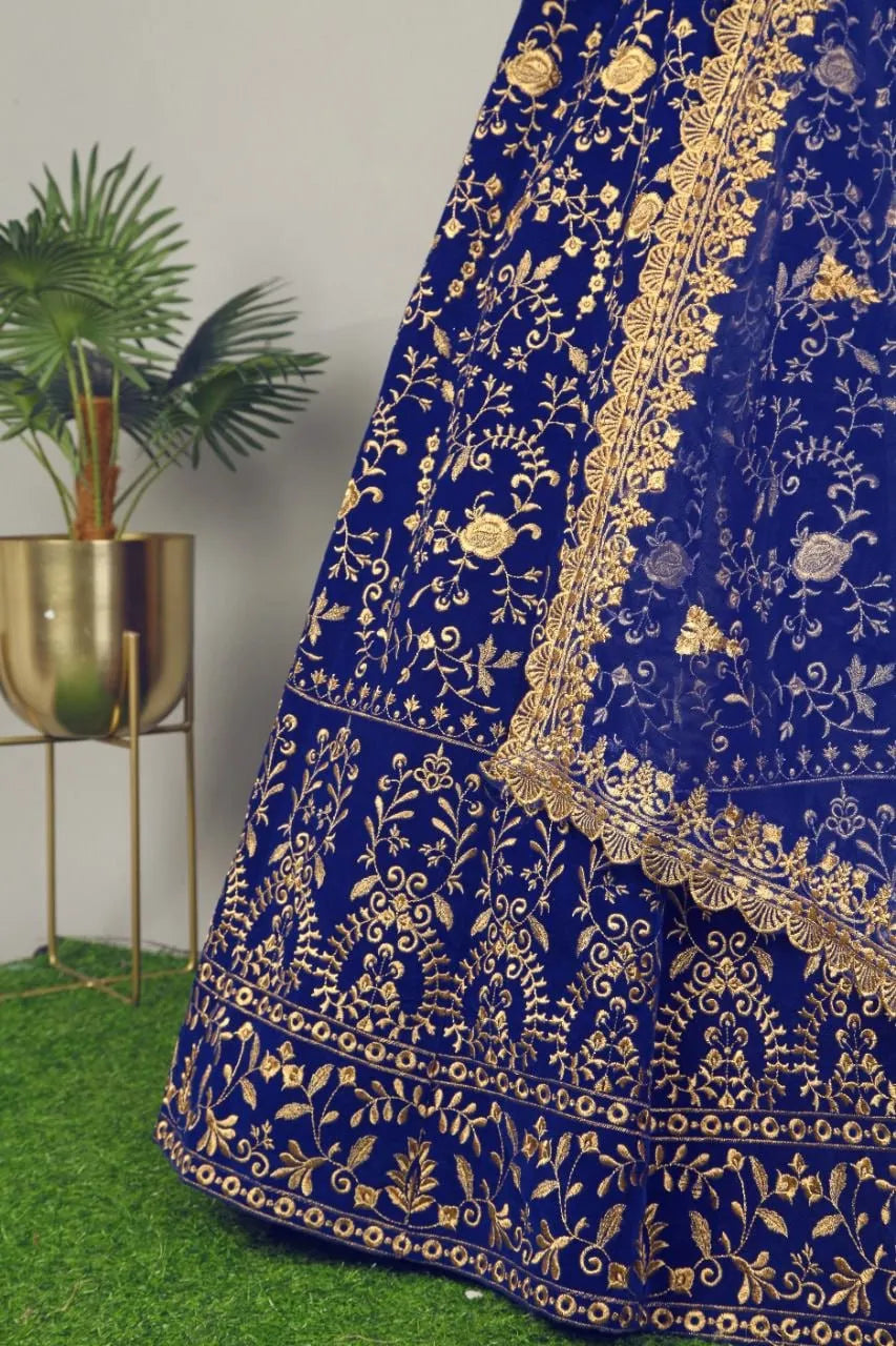 Party Wear Blue Color Lehenga Choli In USA