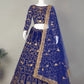 Blue Color Embroidered Attractive Party Wear Velvet Lehenga Choli In Phoenix