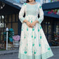 Gorgeous Teal Green Floral Cambric Printed Cotton Gown