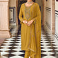 Blooming Georgette Festive Wear Sequins Embroidered Salwar Suit In Mustard Yellow