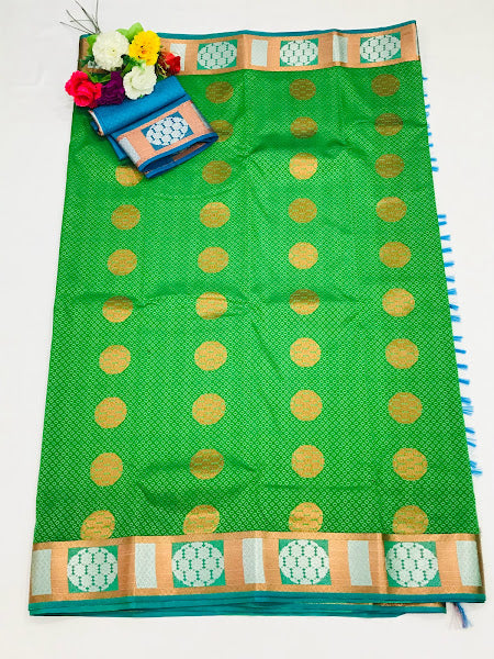 Brocade Soft Silk Saree With Copper Butta Motifs in Glendale