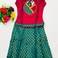 Traditional Pink And Teal Green Silk Langa Set For Kids