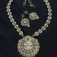 Oxidized Heavy Traditional Temple Pendant Long Necklace With Earrings in USA