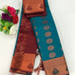 Beautiful Blue Color Emboss Butta Motifs All Over Body And Copper Zari Border