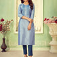 Trendy Shiny Blue Cotton Tapeta Kurti