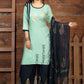 Light Blue Women's Fancy Kurti With Palazzo With Dupatta Collection