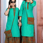 Like Mom Like Daughter Green Stylish Printed Rayon Kurti With Skirt & Purse