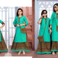 Green Stylish Printed Rayon Kurti With Skirt & Purse In Sahuavita