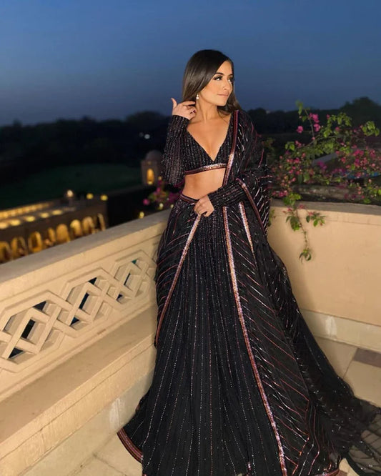 Gorgeous Georgette Black designer Lehenga Choli in Tempe