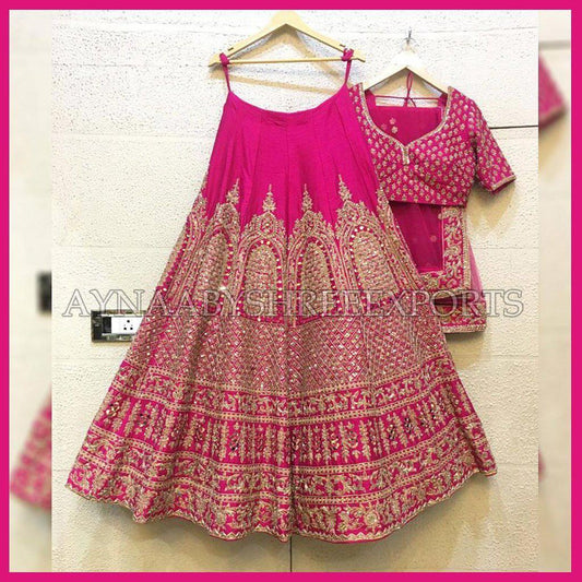 Beautiful Rani Pink Color Embroidery Party Wear Silk Stone Work Lehenga in Prescott valley
