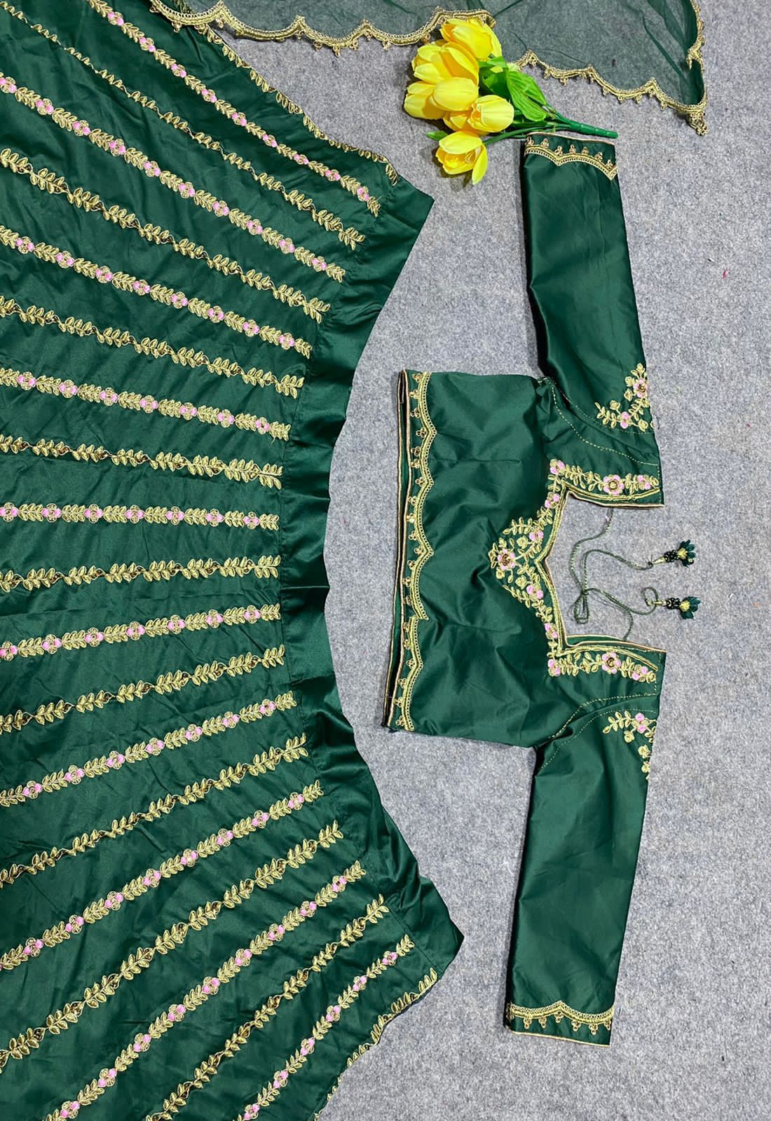 Dark Green Color Embroidery Lehenga in Phoenix