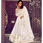 New Trendy White Color Fancy Foil Printed Rayon Gowns With Dupatta