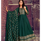 Green Color Fancy Foil Printed Rayon Gowns With Dupatta Collection