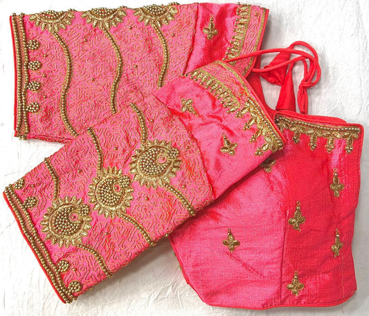 Light Pink Color Silk Zari And Khatli Hand Work Ready To Wear Designer Blouse