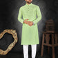 Traditional Butti Weaving Men's Kurta Pajama Set - Light Green