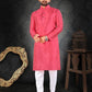 Butti Weaving Pink Traditional Men's Kurta Pajama Set