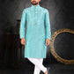 Fancy Butti Weaving Sky Blue Traditional Men's Kurta Pajama Set