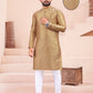 Brown Jacquard Silk Men's Plain Dotted Design Kurta Pajama Set