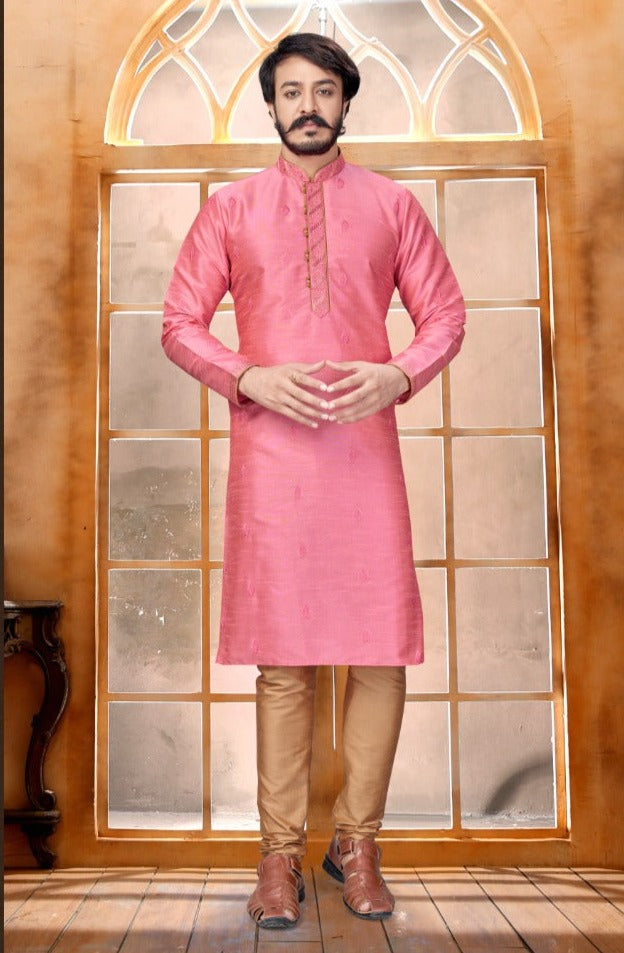 Designer Butti Embroidery Work Sherwani With Pant - Pink
