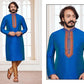  Blue Embroidered Neckline Straight Kurta Pajama Set In Williams