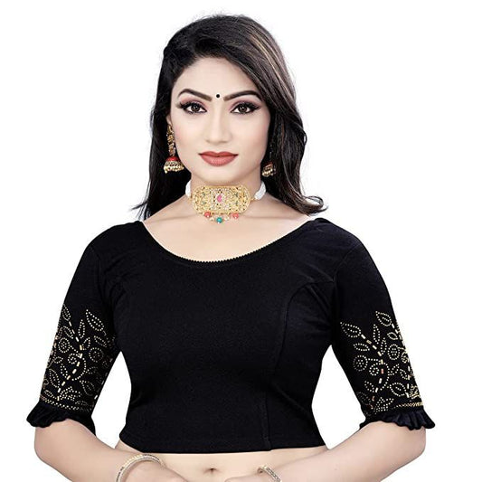 Trending Black Color Ready To Wear Stretchable Blouse