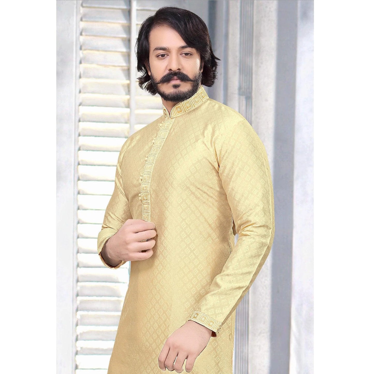 Men's Embroidered Cotton Silk Kurta near me