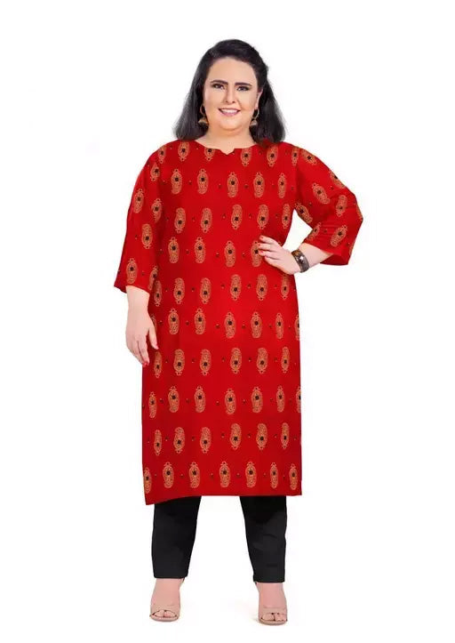  Minakari Red Pure Rayon With Handwork Daily Wear Kurti in USA