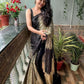 Shining Double Shade Beautiful Yellow And Black Sequins Work Saree