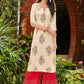 Trendy Women White & Pink Ethnic Print Straight Kurti