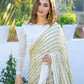 Off White Festival Faux Georgette Trendy Saree