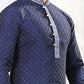 Dark Blue Embroidered Men's Cotton Silk Kurta Pajama Set Near Me
