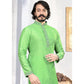 Embroidered Men's Cotton Silk Kurta Pajama Set in Light Green near me