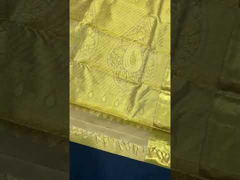 Bridal Golden Pure Kanchipuram Silk Saree With Zari Brocade All Over - SILKMARK CERTIFIED