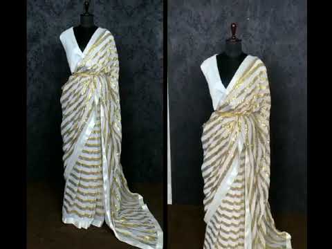 Off White Festival Faux Georgette Trendy Saree