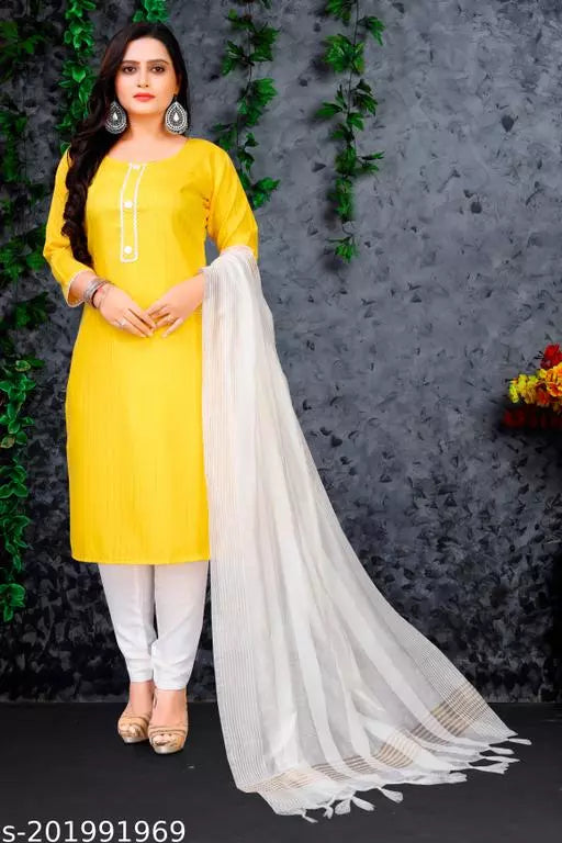 Traditional Ethnic Yellow Color Cotton Salwar Suit