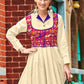 Full Sleeve Dress With Embroidered Sleeveless Multicolor Overcoat Near Me