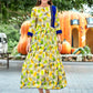 Pleasing Yellow Round Neck Slub Rayon Dress