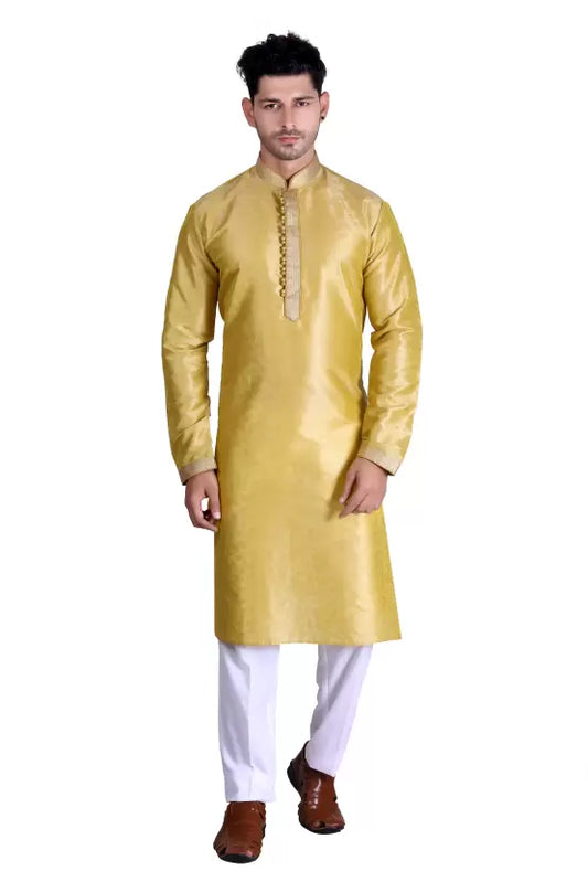 Royal Men's Embroidered Pure Silk Kurta Pajama 