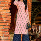 Trendy Rayon Pink Printed Kurti And Pink Printed Palazzo Pants