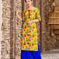 Classy Yellow Colored Colorful Circles Printed Cotton Kurti