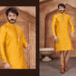 Yellow color Men's Pure Leaf Work Kurta in USA