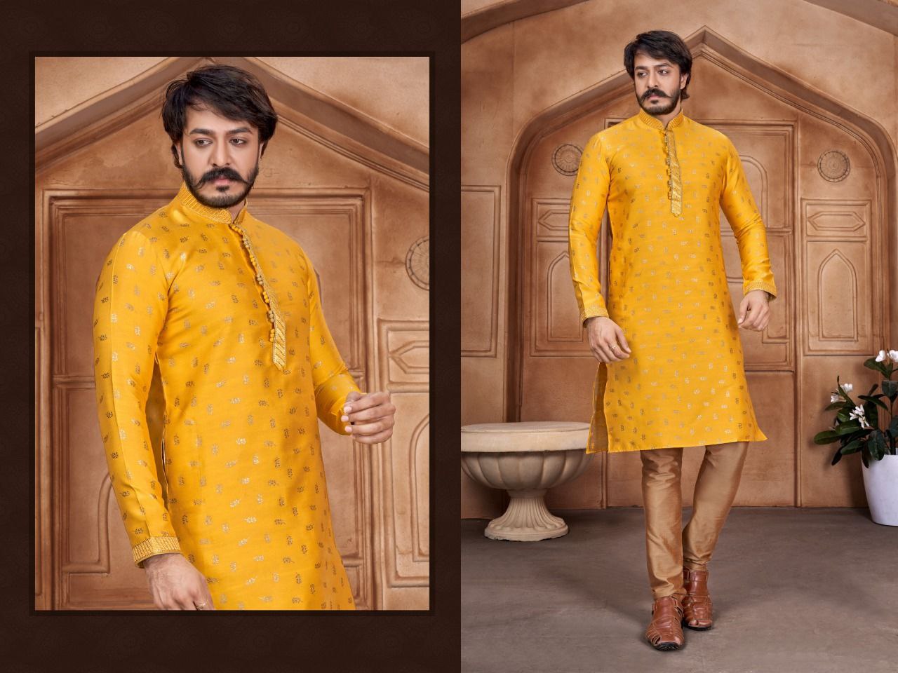 Yellow color Men's Pure Leaf Work Kurta in USA