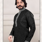 Black Embroidered Men's Cotton Silk Kurta Pajama Set near me