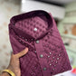 Embroidery Mirror Work Magenta Color Men's Kurta Pajama in Arizona
