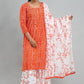 Trendy Orange Embroidery Work With Rayon Cotton Dress
