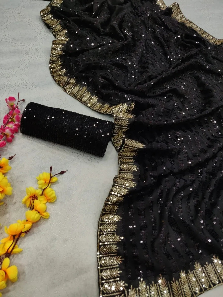 Black Color Georgette Sarees in Apache Junction
