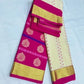 Marvelous Kanchi Silk Saree In Archaic Ivory With Pink Border - SILKMARK CERTIFIED