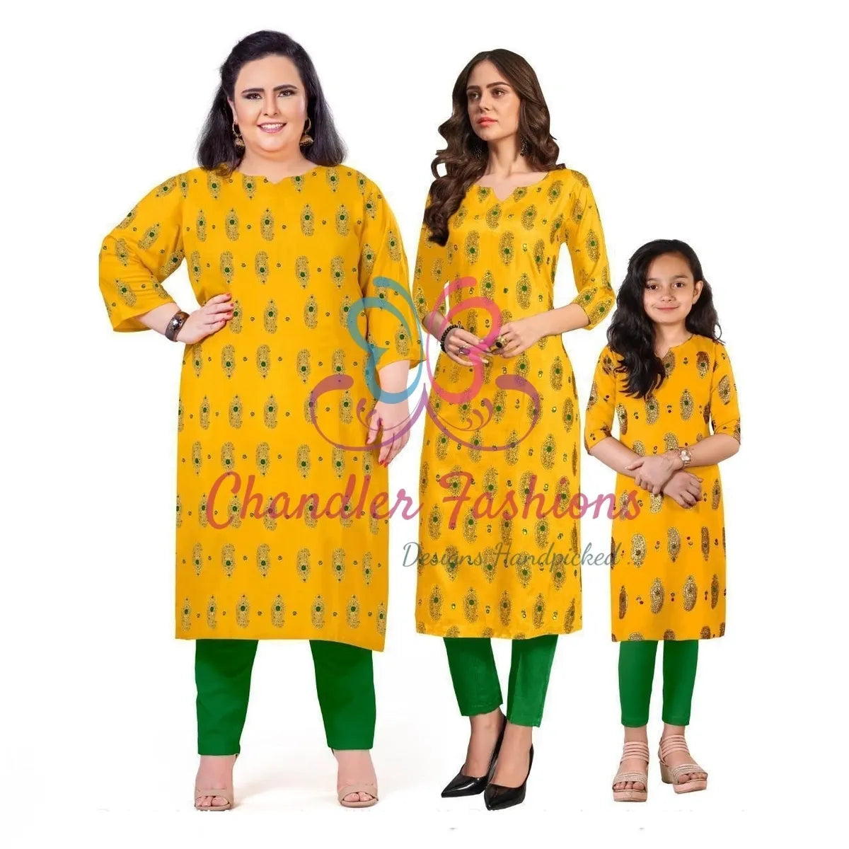 Like Mom Like Daughter Minakari Yellow Pure Rayon With Handwork Daily Wear Kurti in Scottsdale