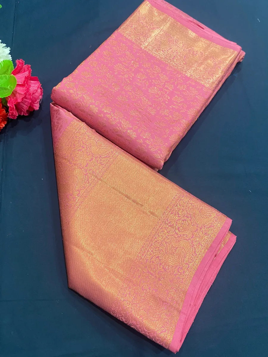 Gorgeous Pink Pure Kanjeevaram Silk Sarees Near Me